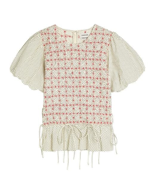 Damson Madder White Audrey Polka Dot Cotton-Poplin Blouse
