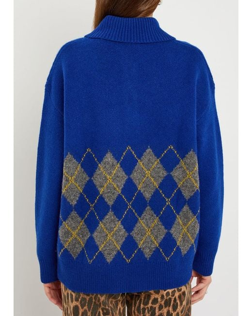 Damson Madder Blue Saskia Argyle Wool Jumper