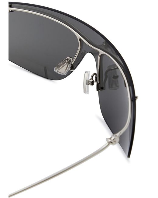 Bottega Veneta Gray Knot Rimless Shield Sunglasses