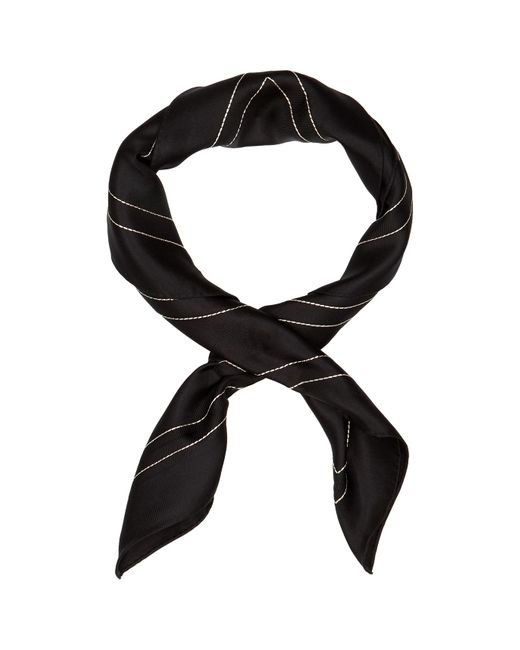 Totême  Black Logo-Embroidered Silk Scarf