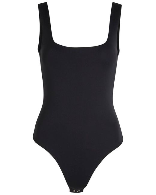 GOOD AMERICAN Black Scuba Modern Tank Stretch-Jersey Bodysuit