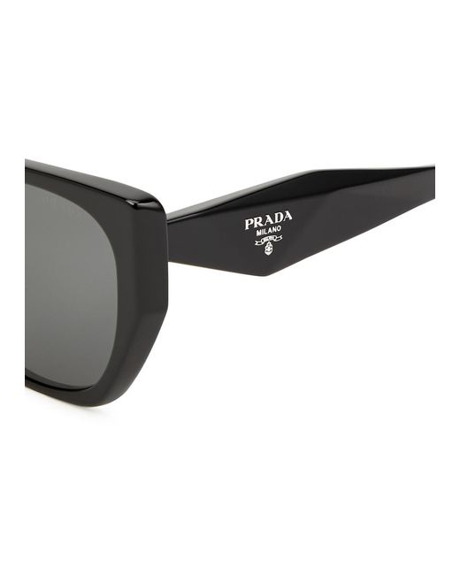 Prada Black Hexagon-frame Sunglasses Designer-engraved Lenses, Designer-stamped Temples, 100% Uv Protection