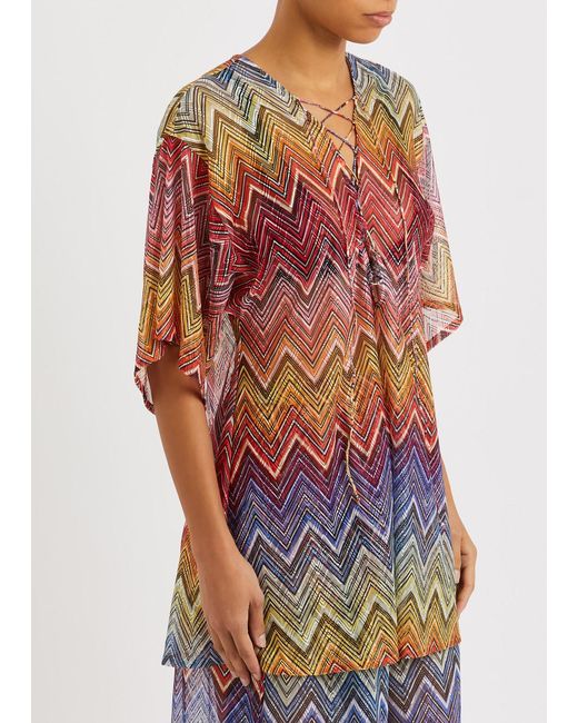 Missoni Multicolor Zigzag-intarsia Fine-knit Kaftan
