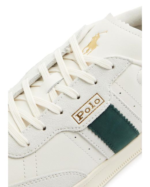 Polo Ralph Lauren White Heritage Aera Panelled Leather Sneakers for men