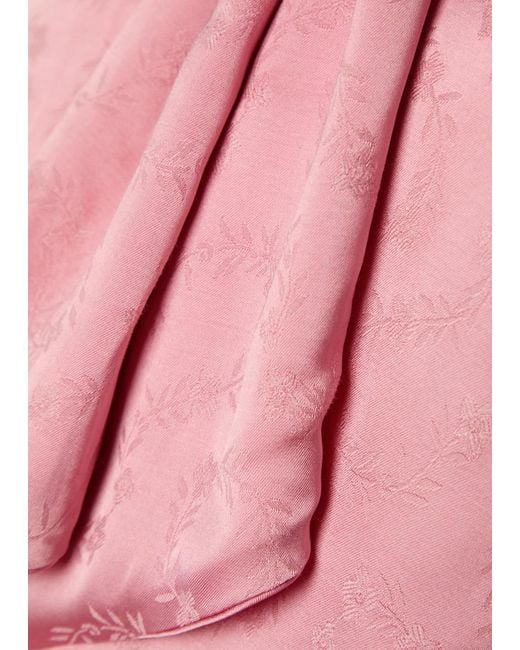 Rixo Pink Evanora Floral-Jacquard Satin Blouse