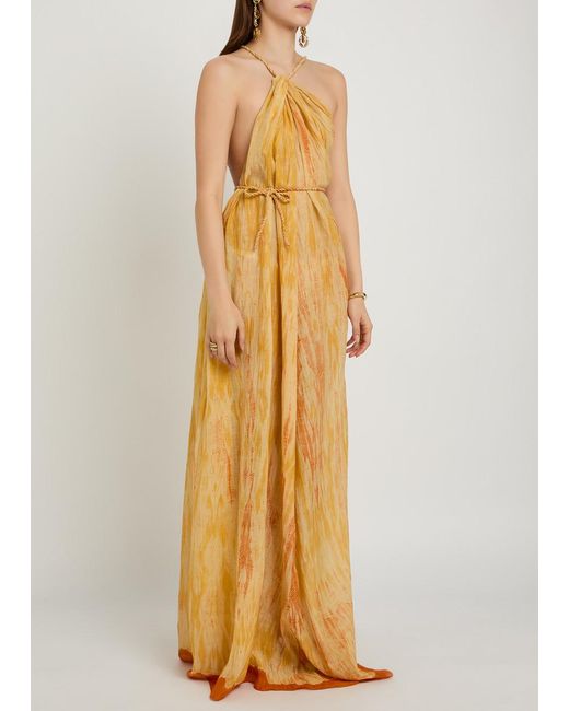 Delos Metallic Amaya Shibori Cotton And Silk-Blend Maxi Dress