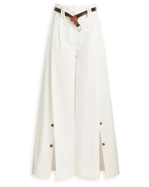 A.W.A.K.E. MODE White Split Cotton-Poplin Trousers
