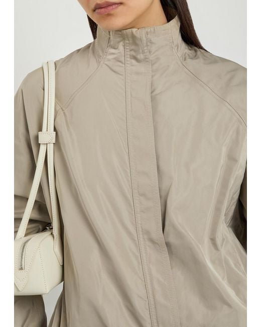 Alaïa Natural High-Neck Woven Windbreaker Jacket