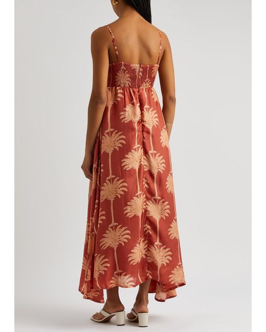 Hannah Artwear Red Franca Printed Silk Maxi Dress