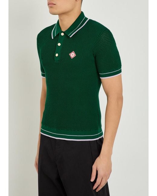 Casablanca Green Knit Cotton Polo Shirt for men