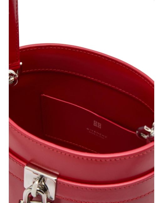 Givenchy Red Shark Lock Leather Bucket Bag