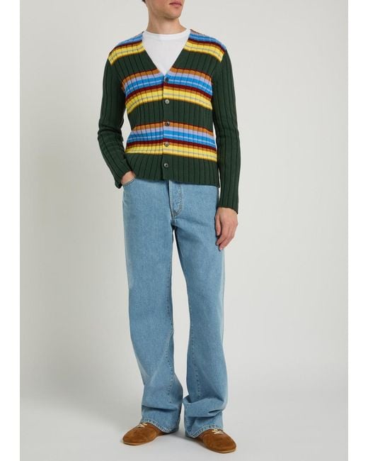 Dries Van Noten Multicolor Modify Striped Cotton And Wool-Blend Cardigan for men