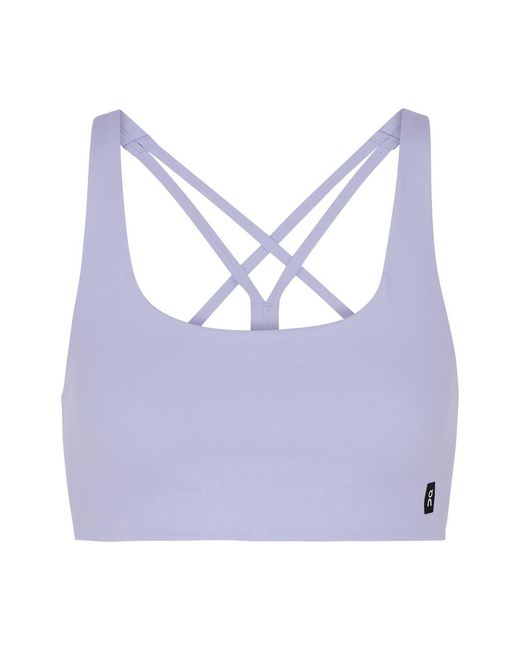 On Shoes Blue Running Movement Stretch-Jersey Bra Top, Bras, , Large