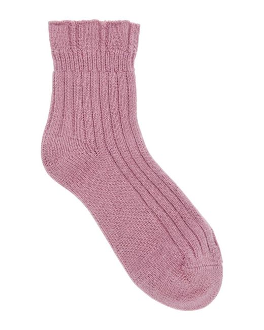Falke Pink Bedsock Rib Wool-blend Socks