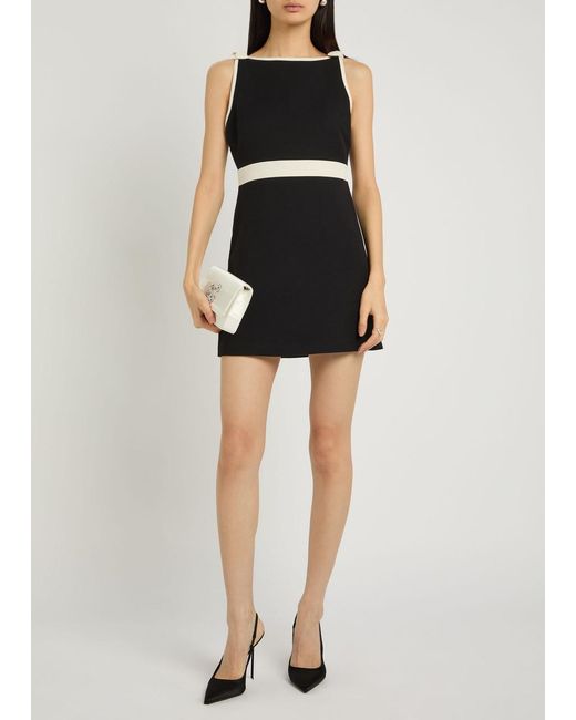 LoveShackFancy Black Catrice Bow-Appliquéd Cotton-Blend Mini Dress