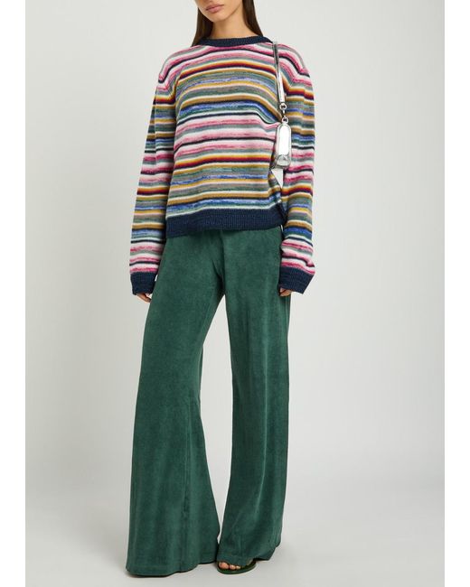 Suzie Kondi Green Zephyra Wide-Leg Terry Trousers