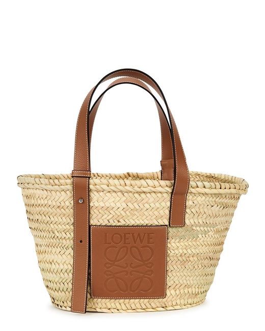 Loewe Brown Medium Sand Raffia Basket Bag