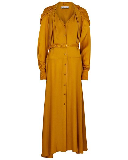 Palmer//Harding Yellow Twist-Effect Hammered Satin Dress
