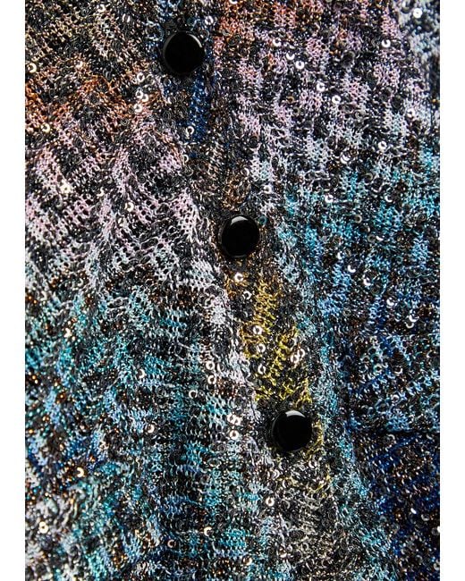 Missoni Blue Zigzag Metallic-Knit Swimsuit