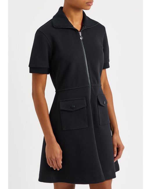 Moncler Black Piqué Cotton-blend Mini Dress