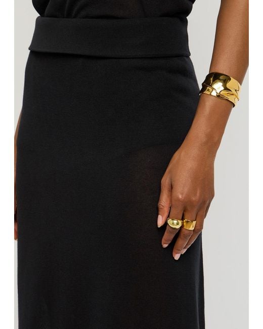 Totême Black Fine-Knit Maxi Skirt