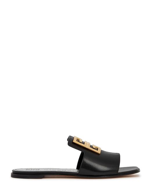 Givenchy Black 4g Flat Leather Sandals