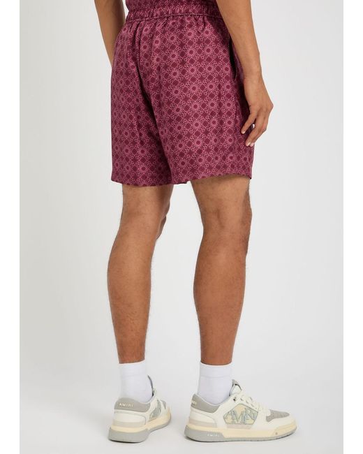 Amiri Red Ma Quad Logo-Monogrammed Silk Shorts for men