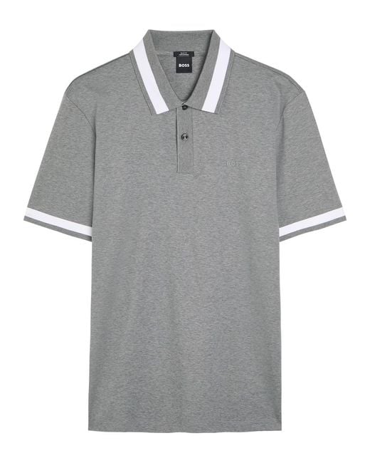 Boss Gray H-Phillipson 200 Logo Cotton Polo Shirt for men