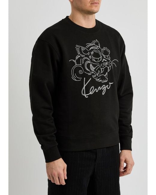 KENZO Star Tiger Embroidered Cotton Sweatshirt in Black for Men Lyst UK