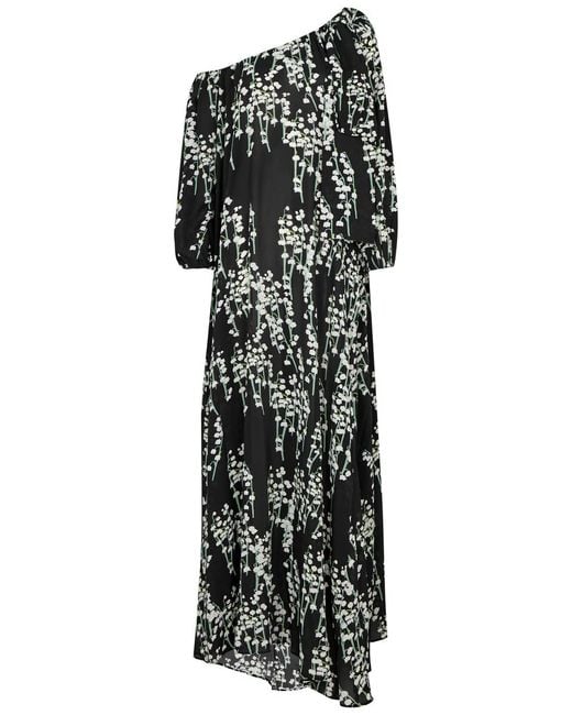 BERNADETTE Black Ninouk Floral-print Chiffon Gown