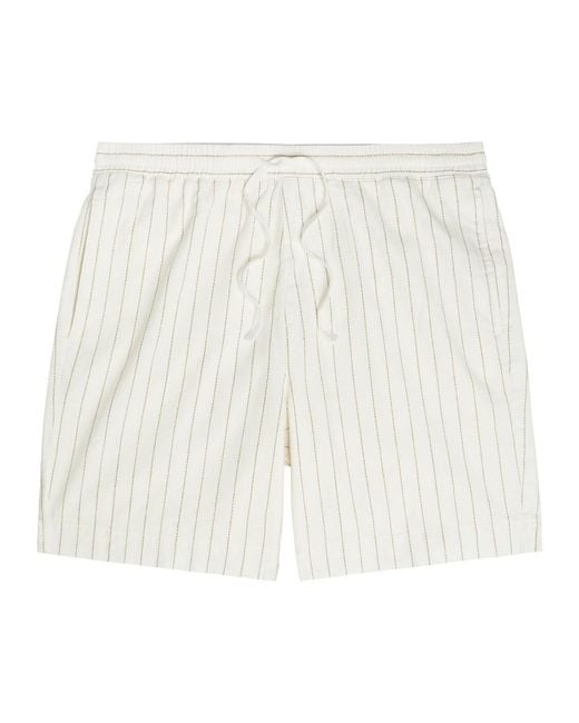 CHE White Franklin Striped Cotton And Linen-Blend Shorts for men