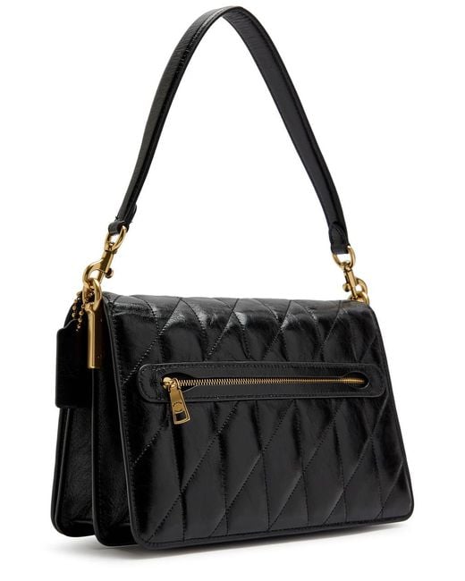 COACH Black Tabby Quilted Glazed Leather Shoulder Bag