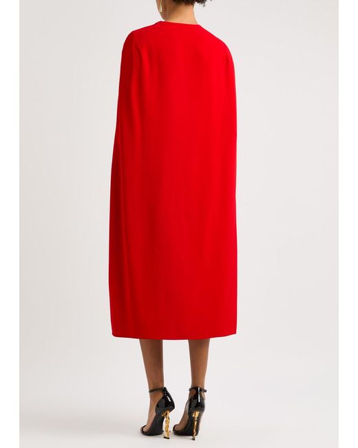 Stella McCartney Red Cape-Effect Stretch-Crepe Midi Dress