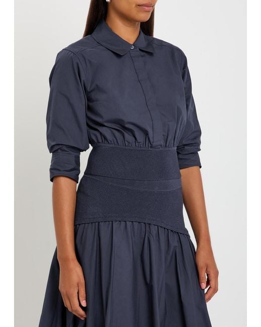 Jonathan Simkhai Blue Stiles Cotton-Poplin Cropped Shirt