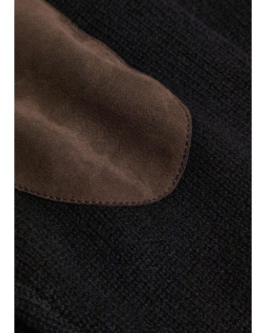 FRAME Black Suede Patch Wool-Blend Jumper for men