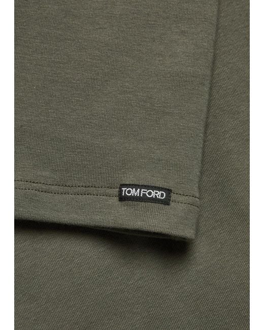 Tom Ford Green Logo-Appliquéd Stretch-Cotton T-Shirt for men