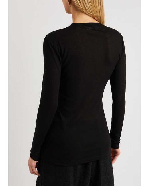 Day Birger et Mikkelsen Black Murray Asymmetric Cotton-blend Top