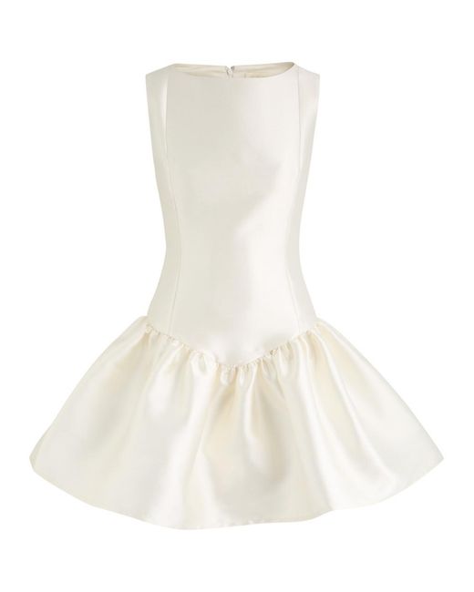 De La Vali White Sentido Satin-Twill Mini Dress