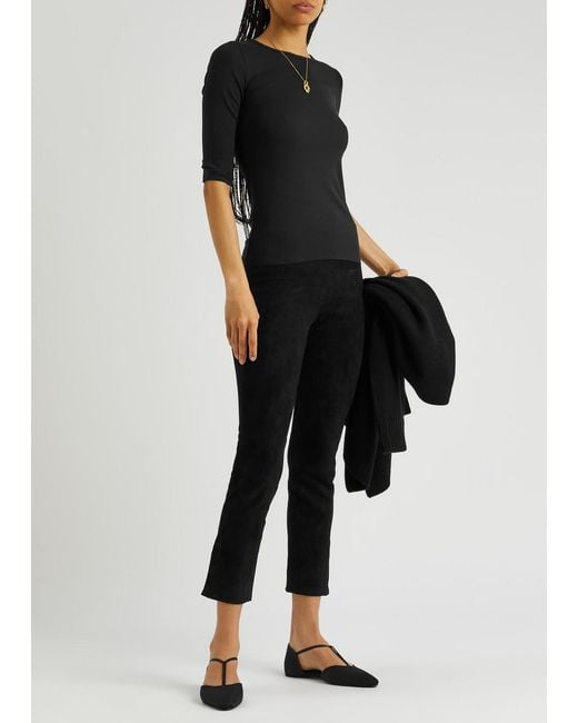 Vince Black Split-cuff Suede Trousers