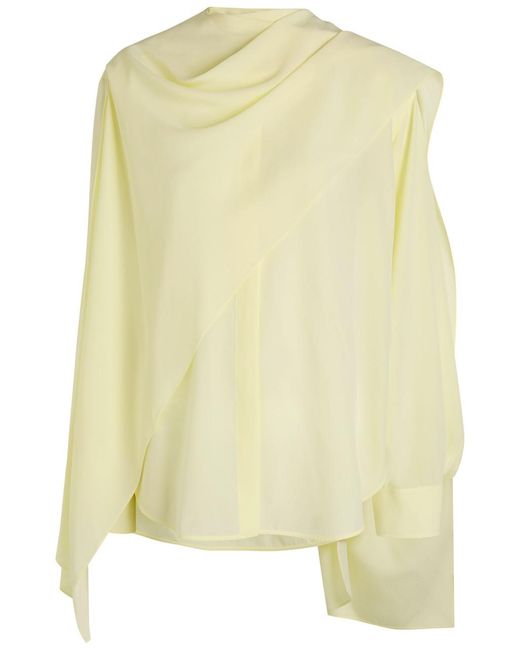 Calvin Klein Yellow Kiki Scarf-Effect Silk-Crepe Blouse