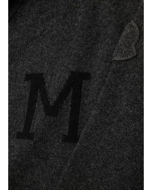 Moncler Black Hooded Logo Wool-blend Sweatshirt for men