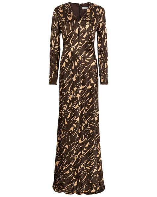 Joseph Natural Adore Printed Crinkled Satin Midi Dress