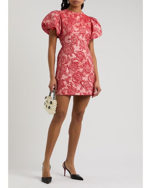 ワンピース Sister Jane Raphael Jacquard Mini Dress Sister Jane Grace Floral-Jacquard Cloqué Mini Dress in Pink