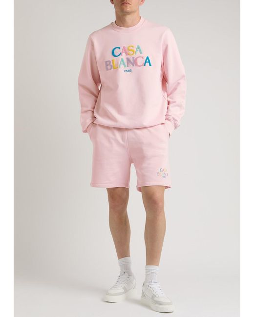Casablancabrand Pink Logo-Appliquéd Cotton Sweatshirt for men