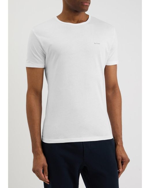 Paul Smith White Logo-Print Cotton T-Shirt for men