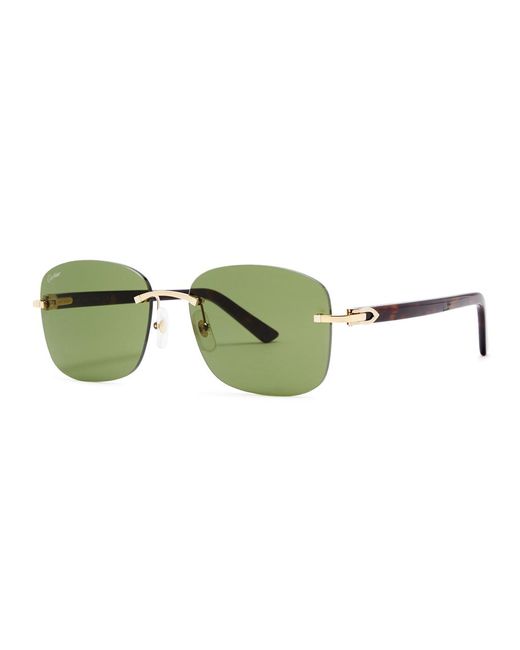 Cartier Green C Décor Rimless Square-frame Sunglasses