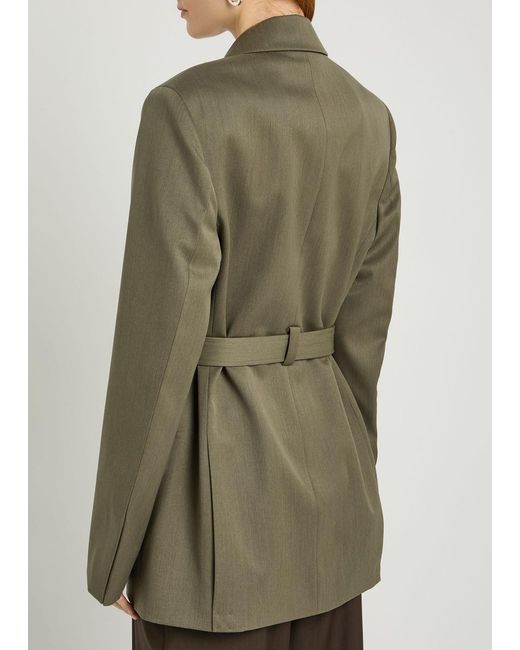 Victoria Beckham Green Belted Twill Blazer