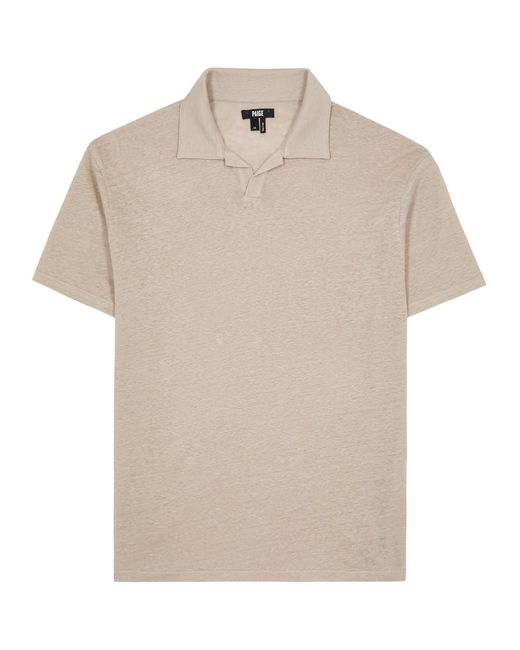 PAIGE Natural Shelton Linen Polo Shirt for men