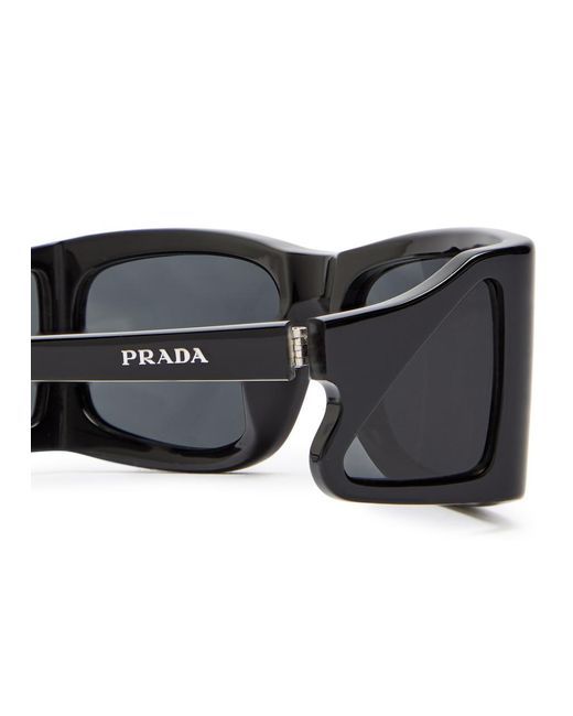 Prada Black Runway Rectangle-Frame Sunglasses