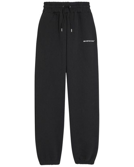 MKI Miyuki-Zoku Black Uniform Logo-Print Cotton-Blend Sweatpants for men